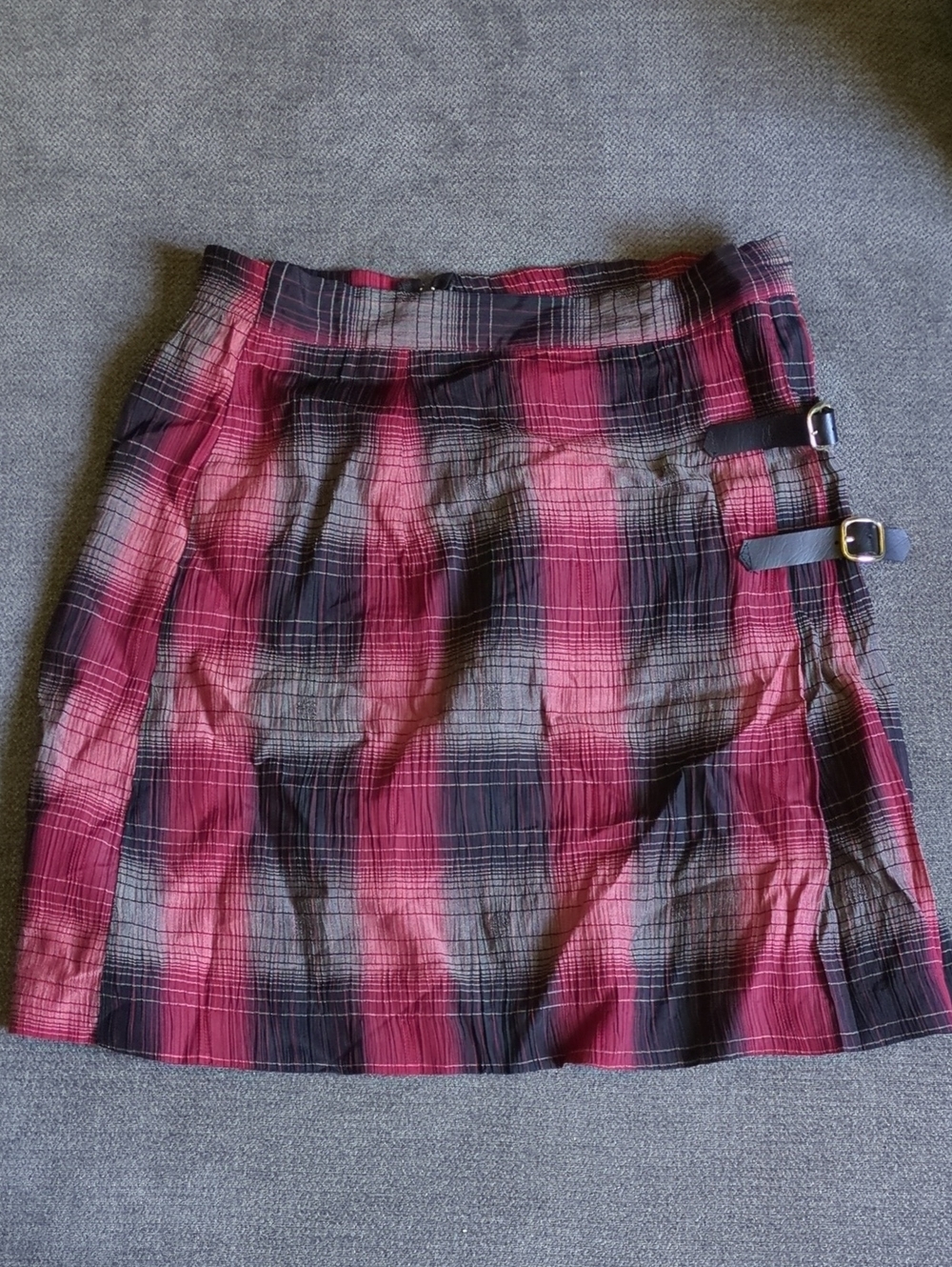 Women's Plaid Buckle Skirt -